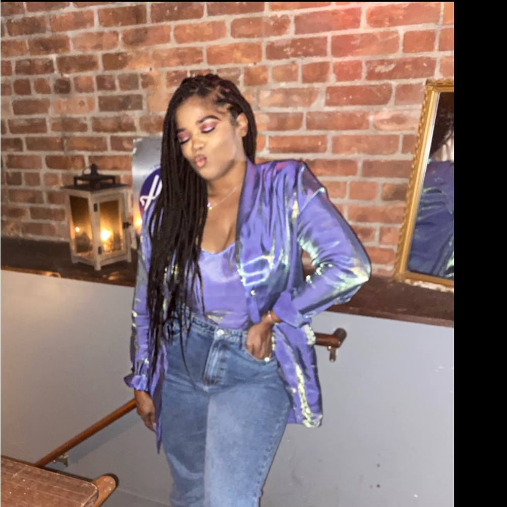 Iridescent blazer and top set